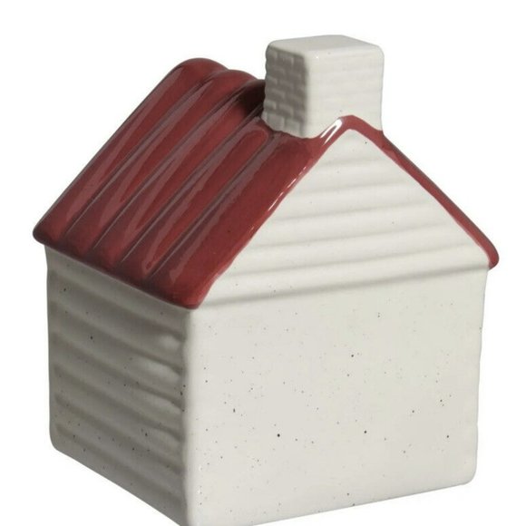 NEW Rae Dunn Cozy Cabin Ceramic Log Cabin Mountain Decor Burgundy Wine Chimney - Picture 2 of 3